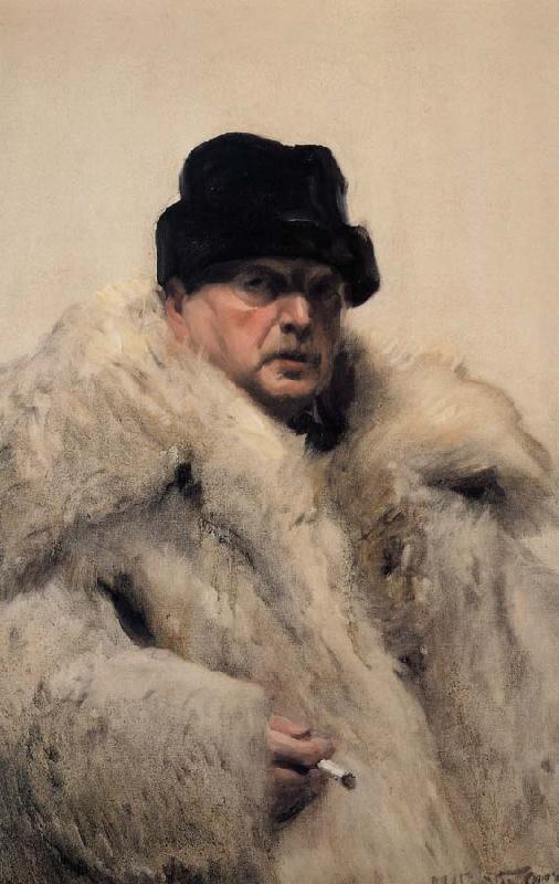 Anders Zorn Self-portrait in a Wolfskin oil painting image